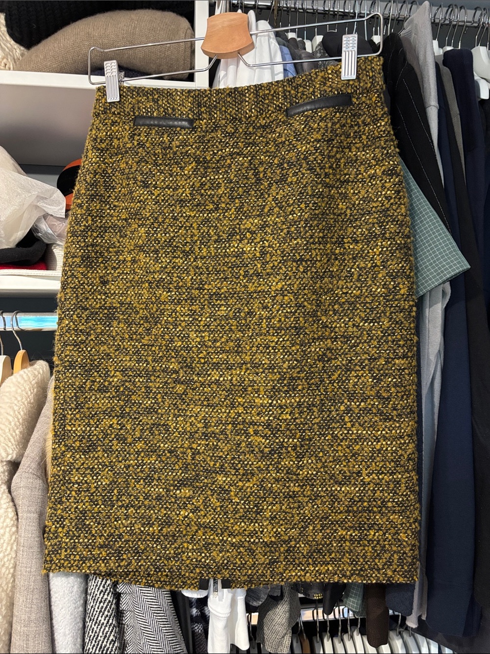 Classiques Entier Mustard Marled Tweed Pencil Skirt